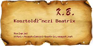 Kosztolánczi Beatrix névjegykártya