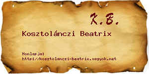 Kosztolánczi Beatrix névjegykártya